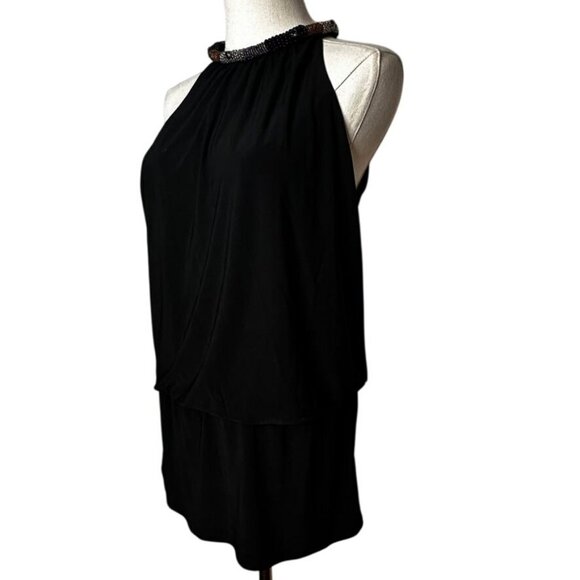 Coco Bianco Black Beaded Halter Top Womens S Glam Cocktail Formal Dressy Sexy - Picture 2 of 14